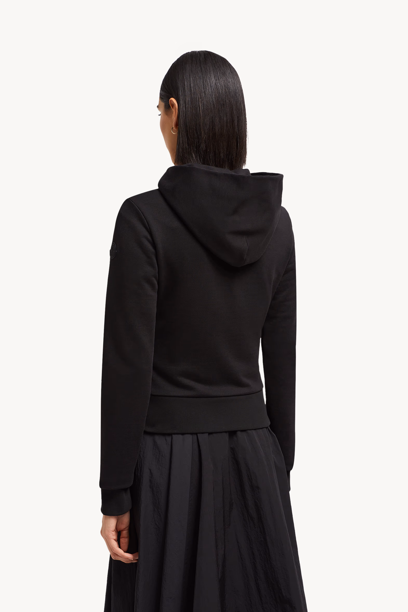 Cárdigan con capucha y cremallera de algodón con acolchado diagonal Mujer Negro Moncler 5